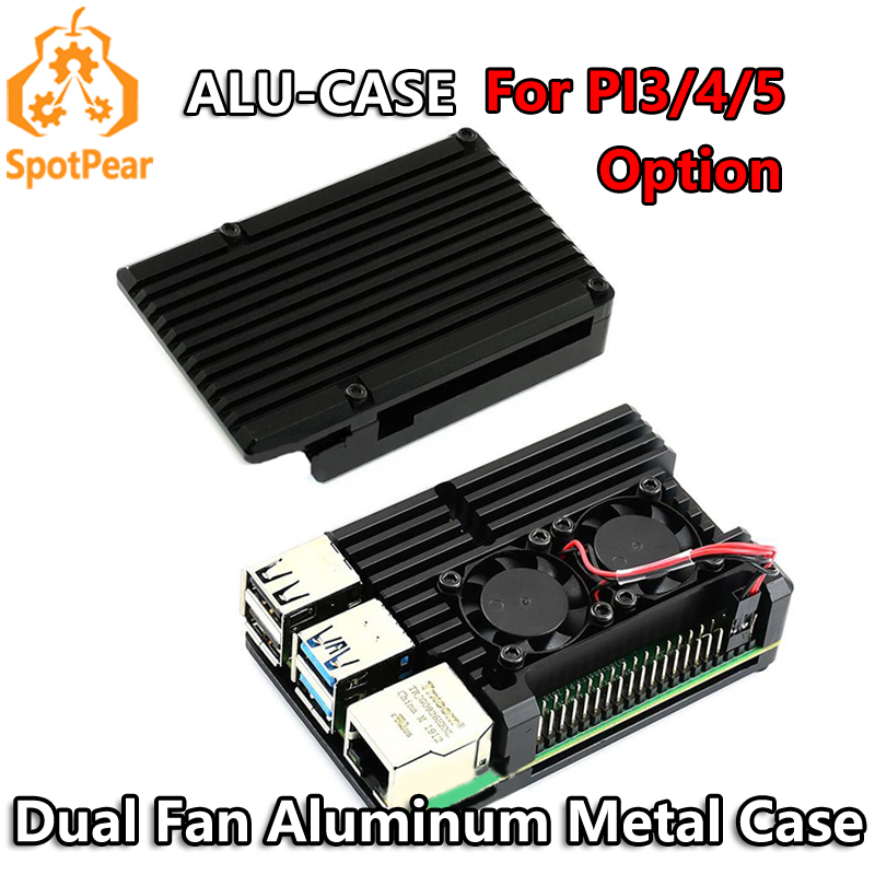 Pi 4 Case - Алюминиевый металлический корпус с двойным вентилятором